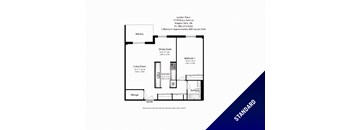 a floor plan of a unit with a bedroom and a living room