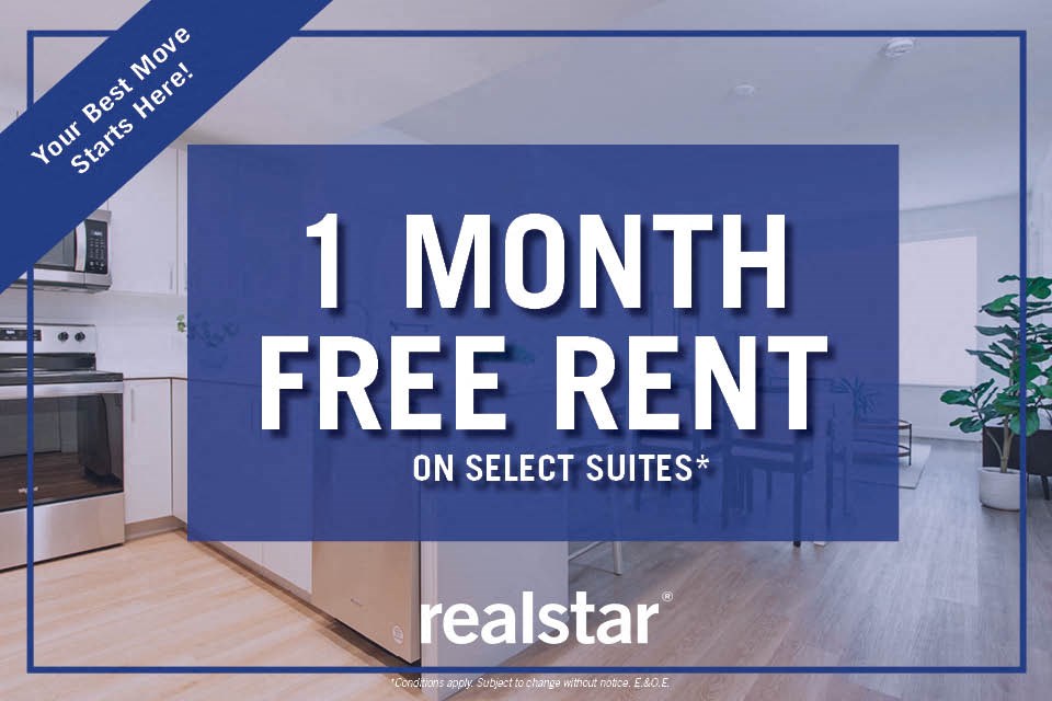 one month free rent incentive at Lynnmour apartments in North Vancouver British Columbia