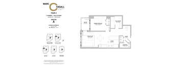 A floor plan for a property by Marc Hagall shows a second bedroom and a first bathroom.