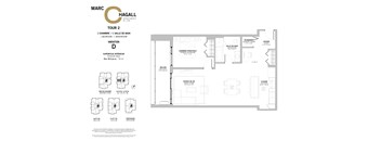 A floor plan for a property by Marc Hagall shows the layout of a bedroom and bathroom.