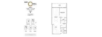 A floor plan for a property by Marc Hagall shows a second bedroom, a living room, a dining room, a kitchen, and a garage.