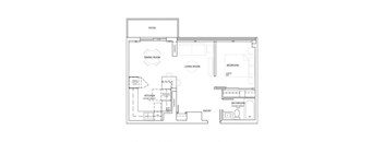 Market Street Apartments 1 bedroom, 1 bathroom variation f floor plan