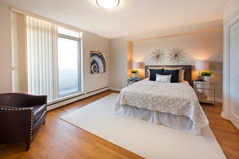 Market Street Bedroom with access to private balcony in Hamilton, ON