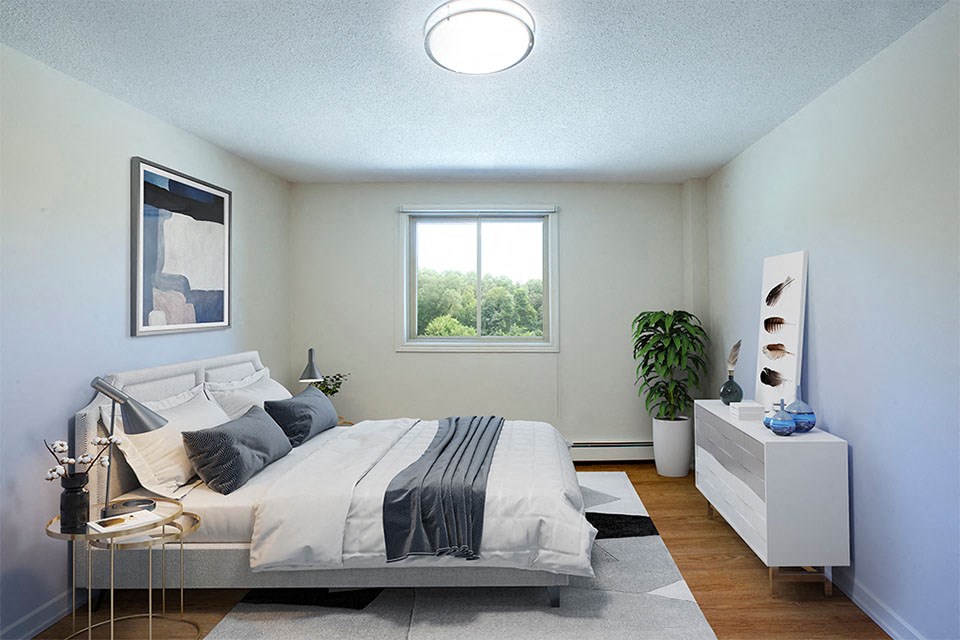 Marlan Towers in Owen Sound, ON large bedroom with hard surface flooring