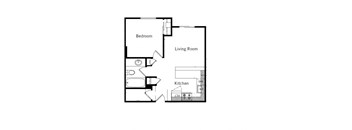 One bedroom, one bathroom apartment variation C at Mary Street Apartments in Whitby, ON