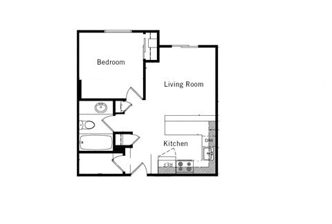 One bedroom, one bathroom apartment variation C at Mary Street Apartments in Whitby, ON