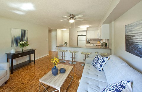 Mary Street in Whitby, ON kitchen with breakfast bar
