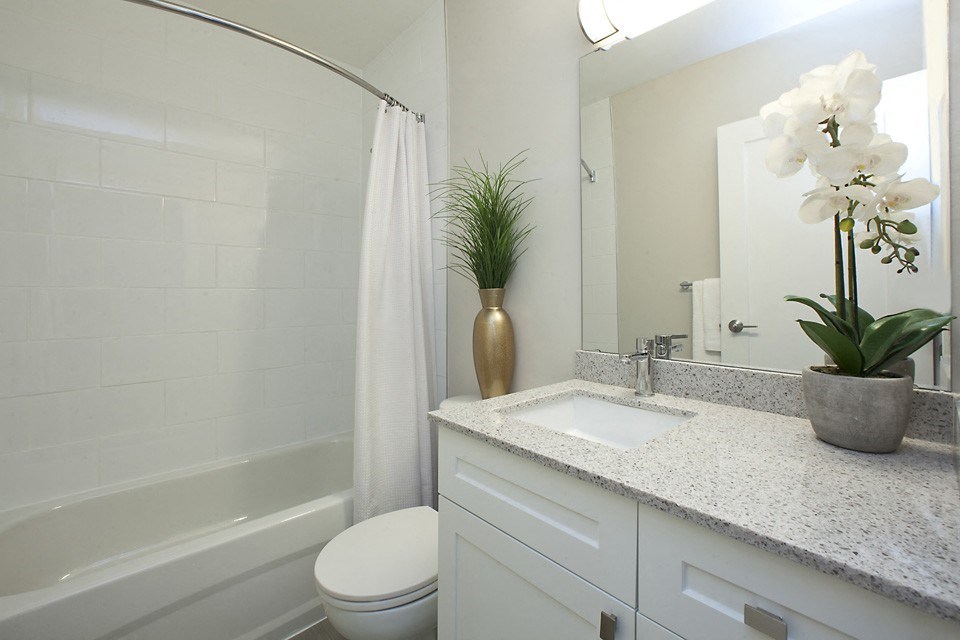 Millside Apartments in Milton, ON bathroom with full sized bathtub