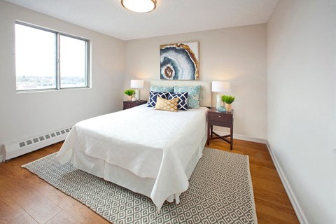 Millside Towers spacious bedroom with lots of natural light in Milton, ON