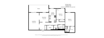 Two bedroom, two bathroom apartment layout at Northgate Tower in Woodstock, ON