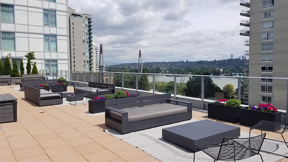 Rooftop patio at Novare in New Westminster, BC