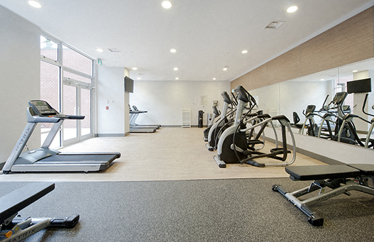 Fitness center with elliptical machines