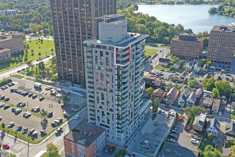 Nuovo exterior of  building facing the lake in Ottawa, ON