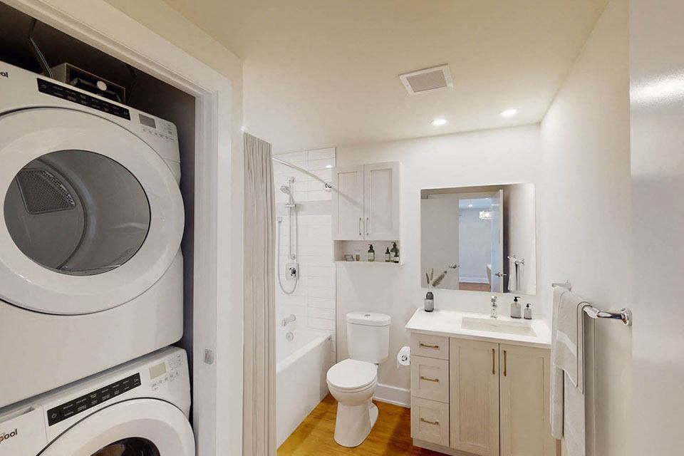Nuovo Apartments in Ottawa, ON in-suite laundry and bathroom