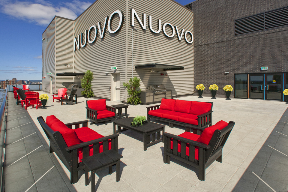 Nuovo large outdoor terrace with patio chairs and couches in Ottawa, ON