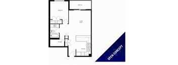 Oakdale Heights 1 bedroom, 1 bathroom open-concept floor plan variation A in St. Catharines, ON