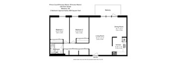 A floor plan of a 2 Bedroom Apartment at Prince Court/Princess Manor.