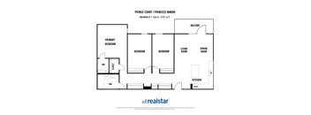 A floor plan for a Prince Court | Princess Manor apartment layout.