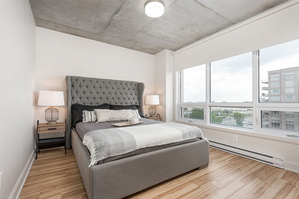 spacious bedroom at Axial Towers