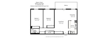 A floor plan for a two bedroom apartment at the Regency Towers.