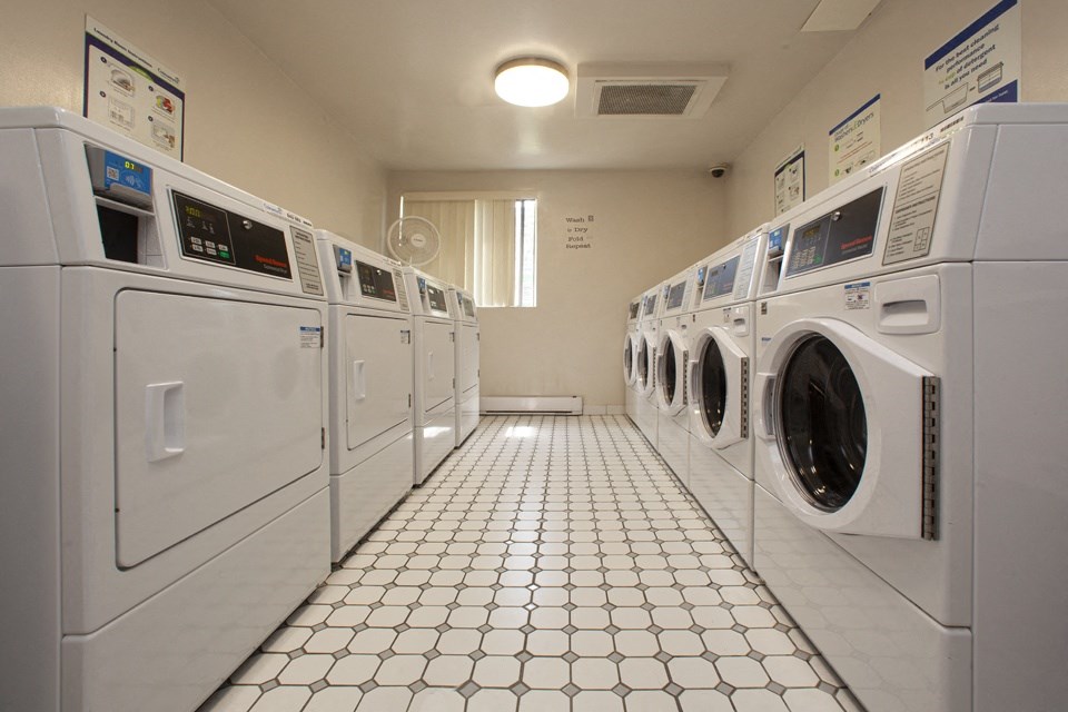 Ground floor on-site laundry facilities at Riverbend Tower Apartments in Chatham, ON