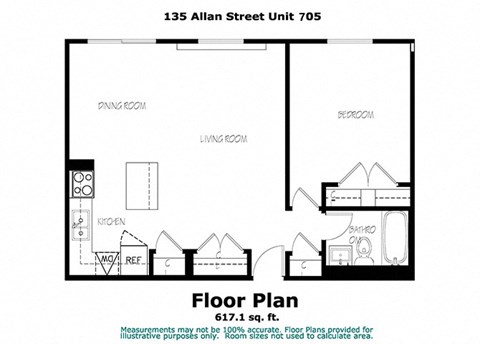 Rockliffe Park Suites in Oakville, ON 1 bed 1 bath floor plan