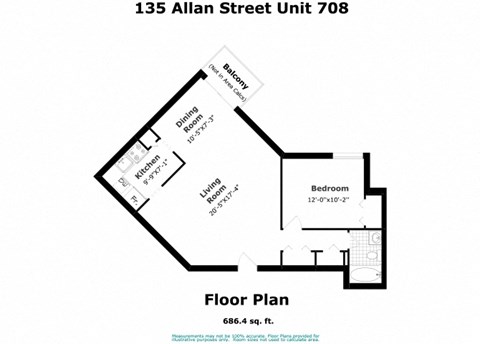 Rockliffe Park Suites in Oakville, ON 1 bed 1 bath floor plan