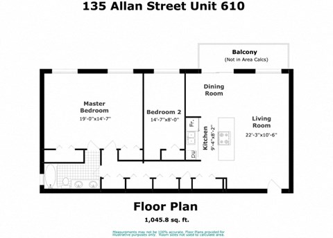 Rockliffe Park Suites in Oakville, ON 2 bed 1 bath open concept floor plan