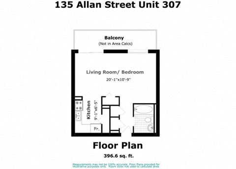 Rockliffe Park Suites in Oakville, ON bachelor floor plan