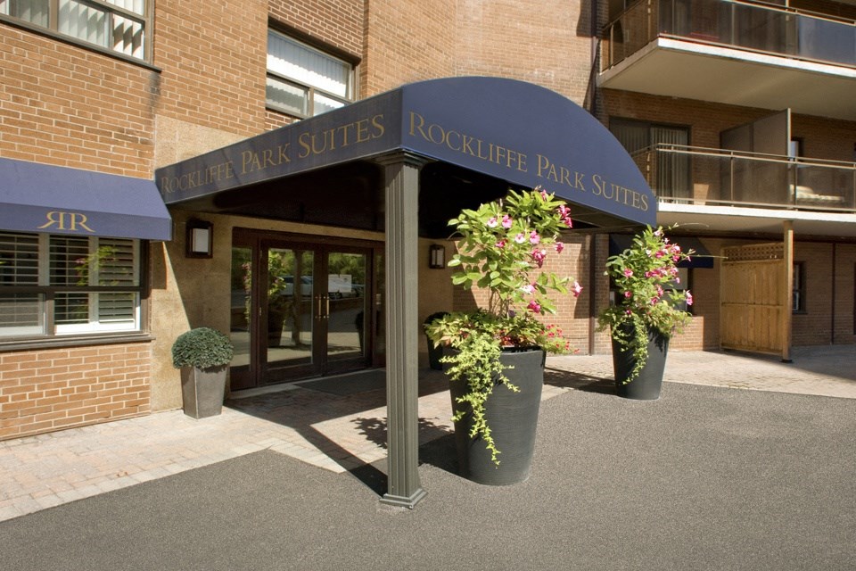 Rockliffe Park Suites building entrance in Oakville, ON