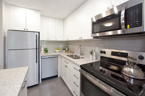 Rockliffe Park Suites kitchen featuring stainless steel appliances in  Oakville, ON