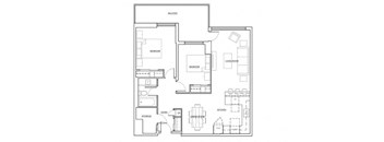 Royal Rose in Etobicoke,ON open concept 2 bed 1 bath floor plan