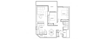 Royal Rose in Etobicoke, ON 2 bed 1 bath floor plan