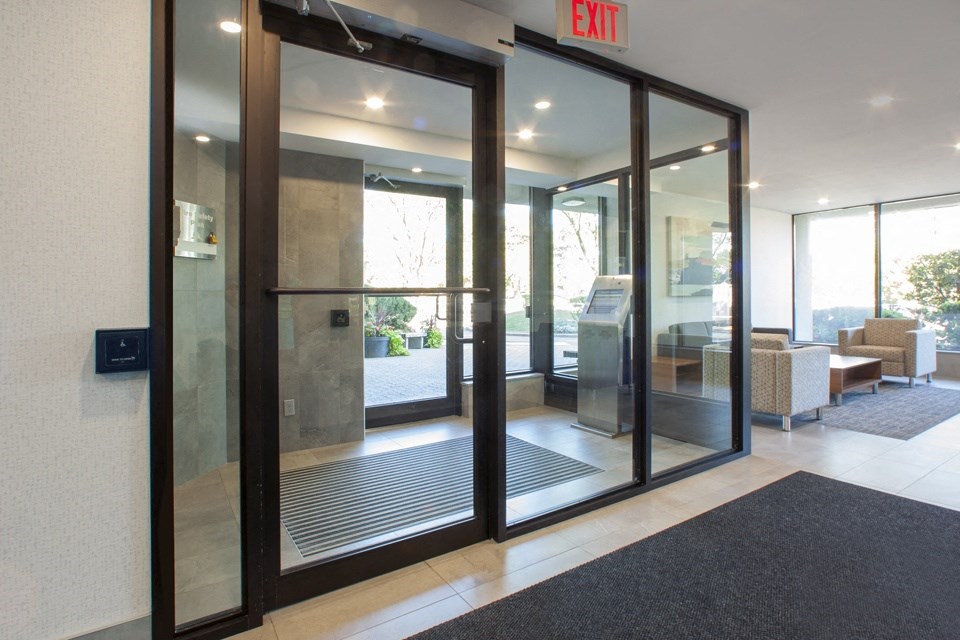 Royal Rose Apartments lobby area featuring digital intercom system in Etobicoke, ON