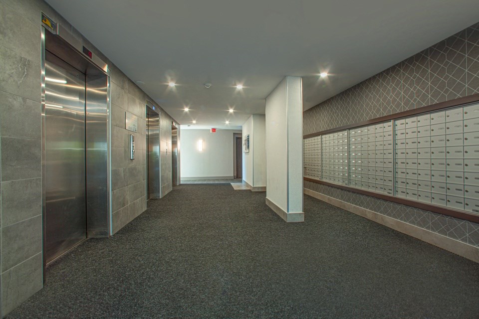 Royal Rose Apartments elevators and mailboxes in Etobicoke, ON