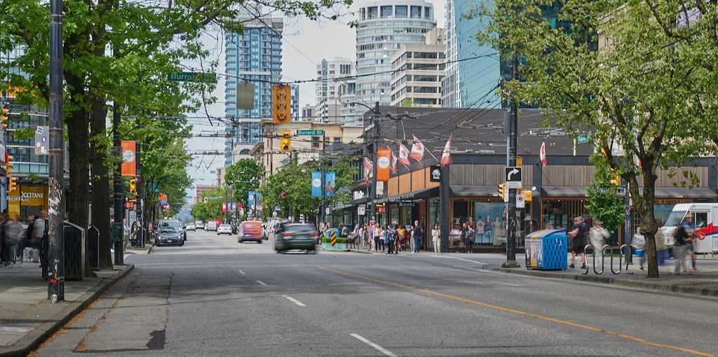 shops at Burrard Street nearby Wesley Place Apartments in Vancouver British Columbia