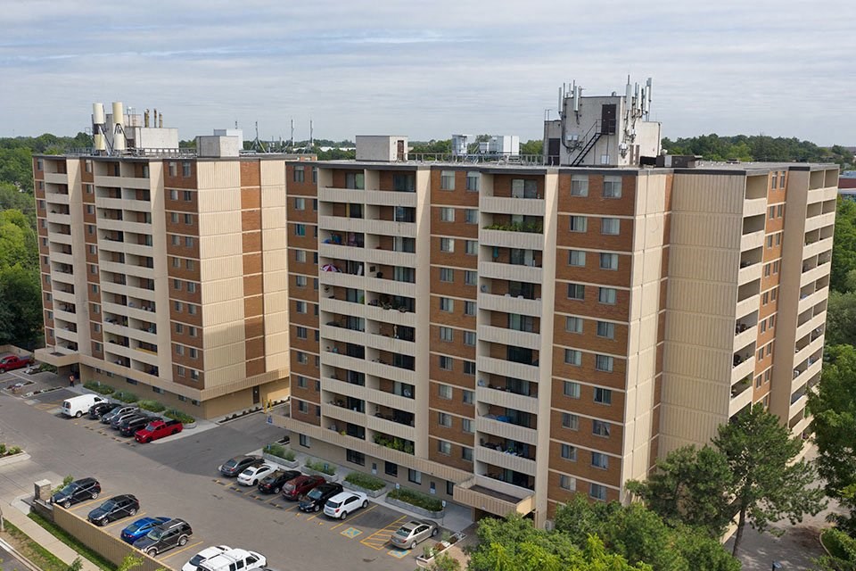 Exterior of buildings at Silvercreek Towers in Georgetown, ON