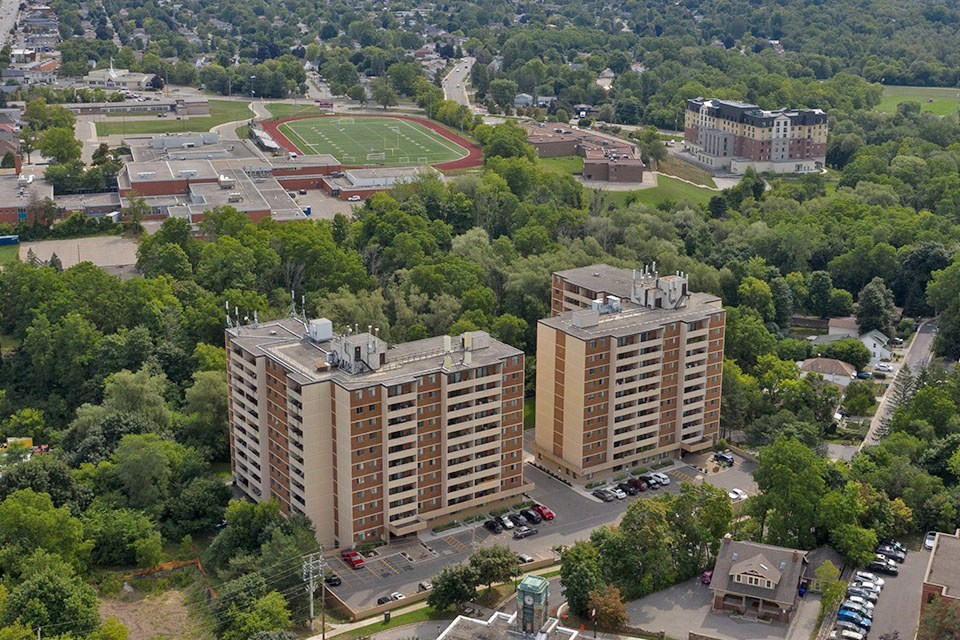 Silvercreek Towers in Georgetown, ON drone view of both buildings