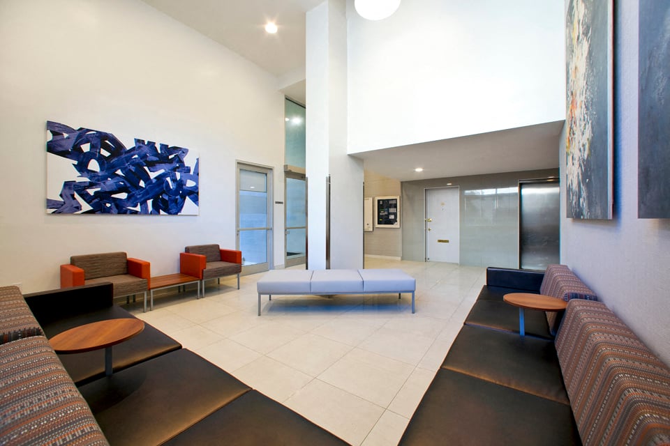 Somerset Place lobby with seating area in London, ON