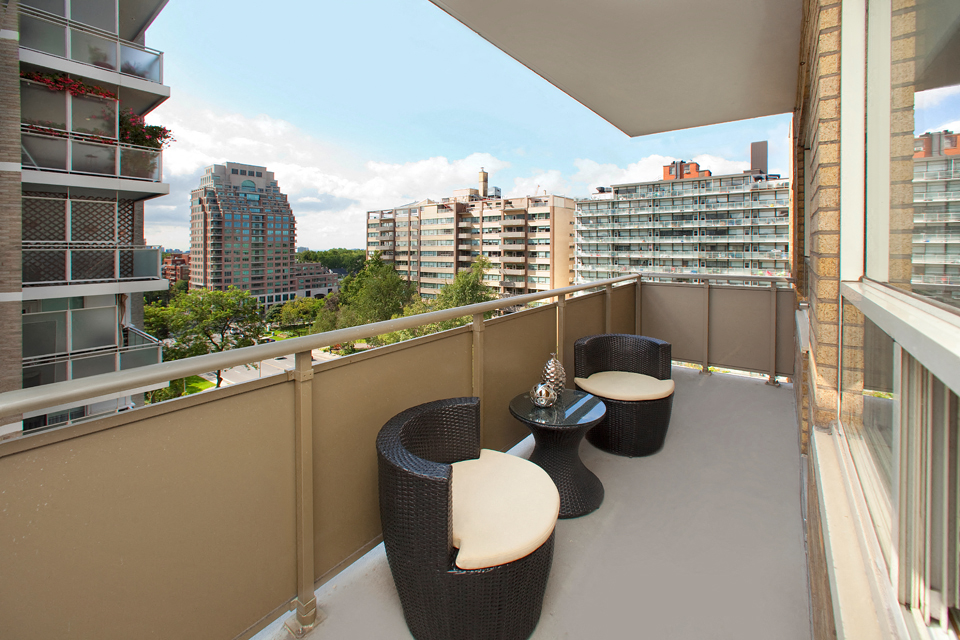 South Algiers spacious balcony with view of surrounding area in Toronto, ON