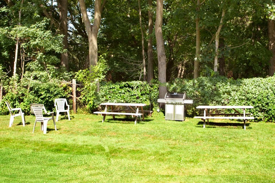 Southwood Apartments in Guelph, ON outdoor BBQ area with picnic tables