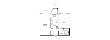 One bedroom, one bathroom apartment layout at Springbank Apartments in London, ON