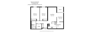 A floor plan of a 2 bedroom apartment.