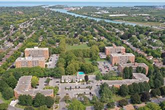St. Lawrence Village in St. Catharines, ON Drone view of all buildings