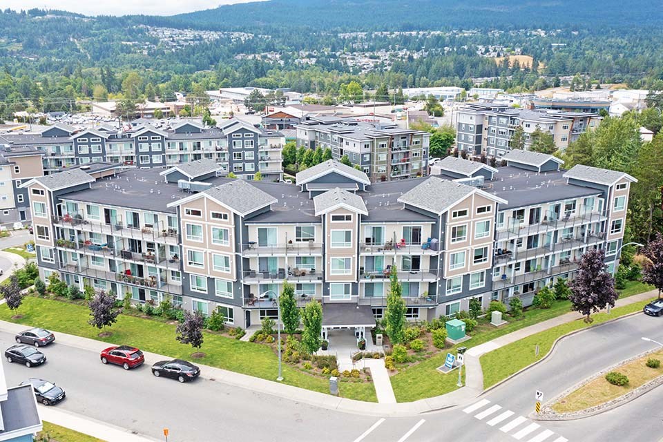 Summerhill Place in Nanaimo, BC drone image of building