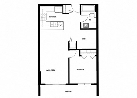 Surrey Village in Surrey, BC 1 bed 1 bath open concept floor plan