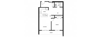 Surrey Village in Surrey, BC 1 bed 1 bath plus den floor plan