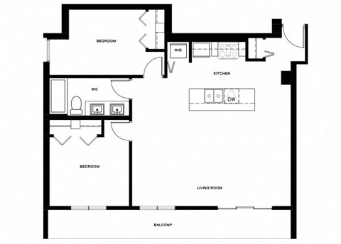 Surrey Village in Surrey, BC 2 bed 1 bath open concept floor plan