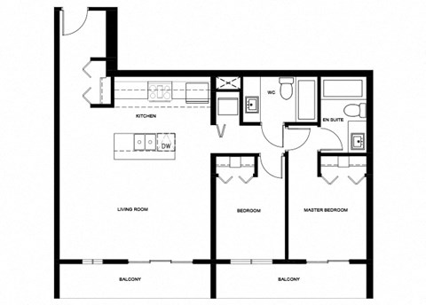 Surrey Village in Surrey, BC 2 bed 2 bath open concept floor plan