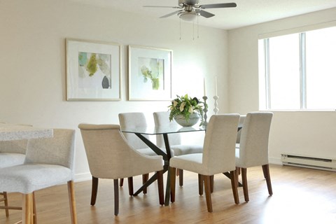 Testa Heights Apartments in Uxbridge, ON Dining Area Featuring Ceiling Fan